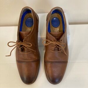 Nunn Bush Comfort Gel Mens 12 W Cognac Brown Leather Cap Toe Oxford Dress Shoes